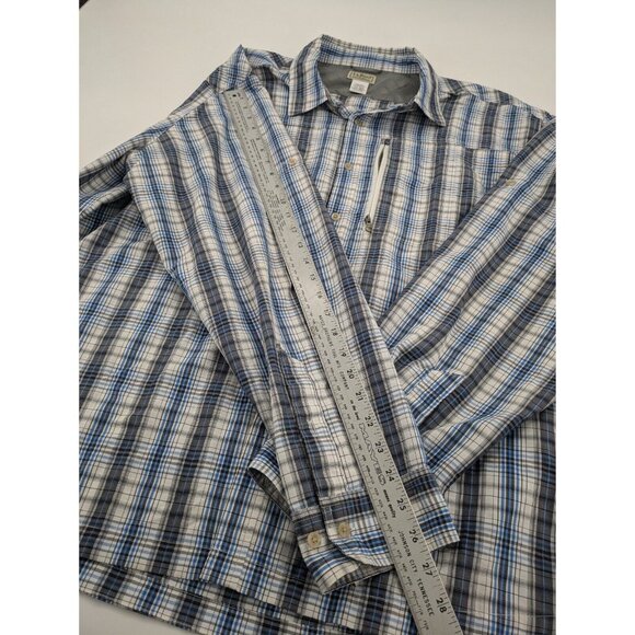L.L. Bean Shirt Mens XXL Reg Blue Plaid Long Sleeve Button Up Fishing Vent - Picture 3 of 6